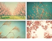 Vintage Spring Garden: Four 8x12 Fine Art Photography Prints Spring Home Decor Wall Art SAVE 30% OFF Pink Blue
