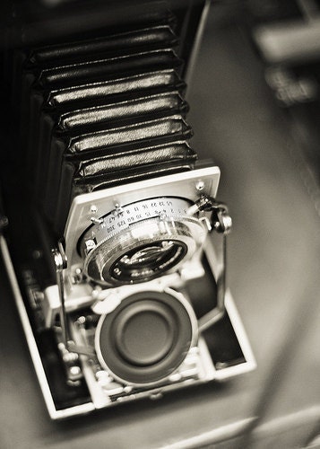 Camera Art: Polaroid vintage camera 5x7 Fine Art Photography Black and White photo Camera Vintage camera print