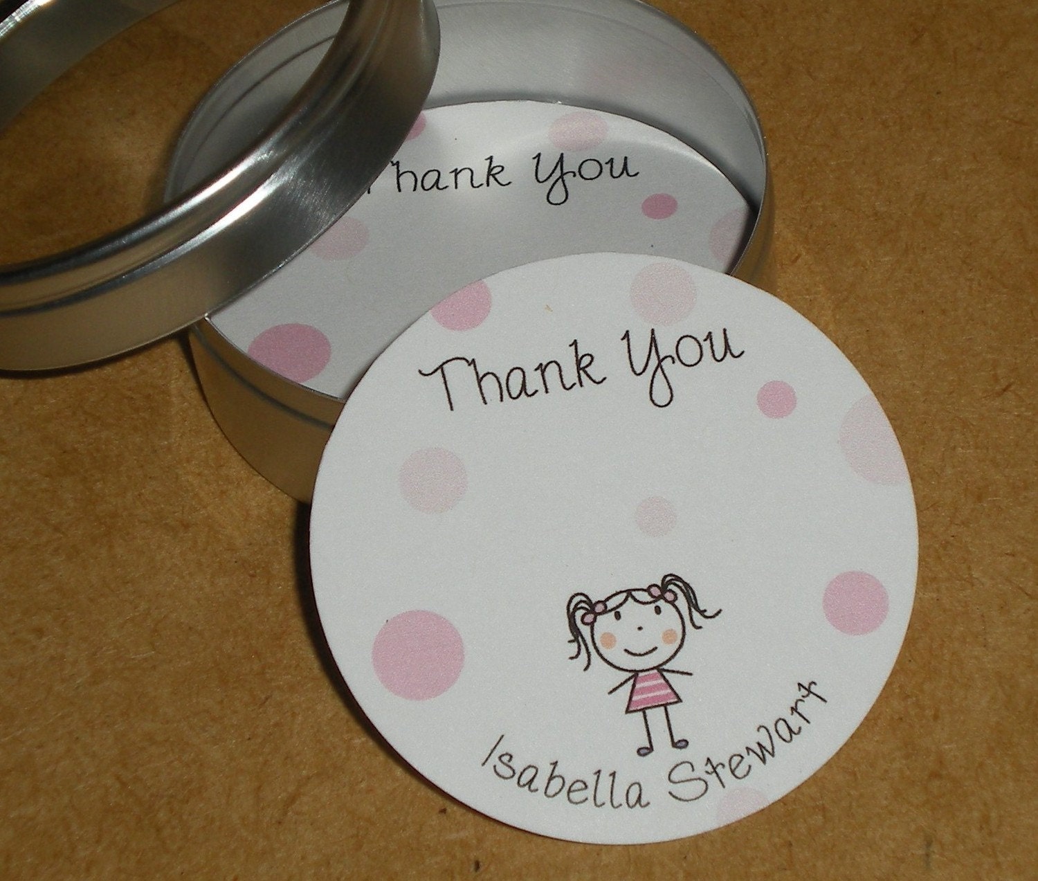 PERSONALIZED Little Round Cards with Tin - set of 50 - NABILA