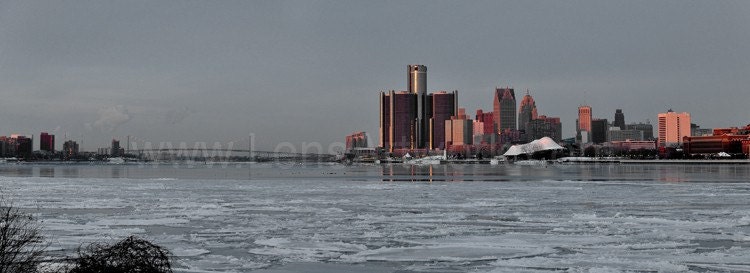 Good Morning Detroit - daytime panoramic fine art print