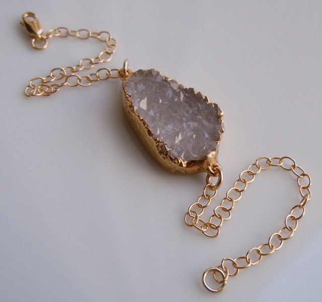 Druzy Bracelet, White and Gold