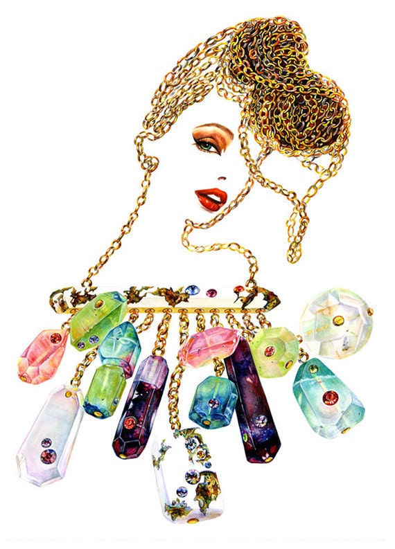 Watercolour Fashion Illustration 13"x16" print - Charmaine