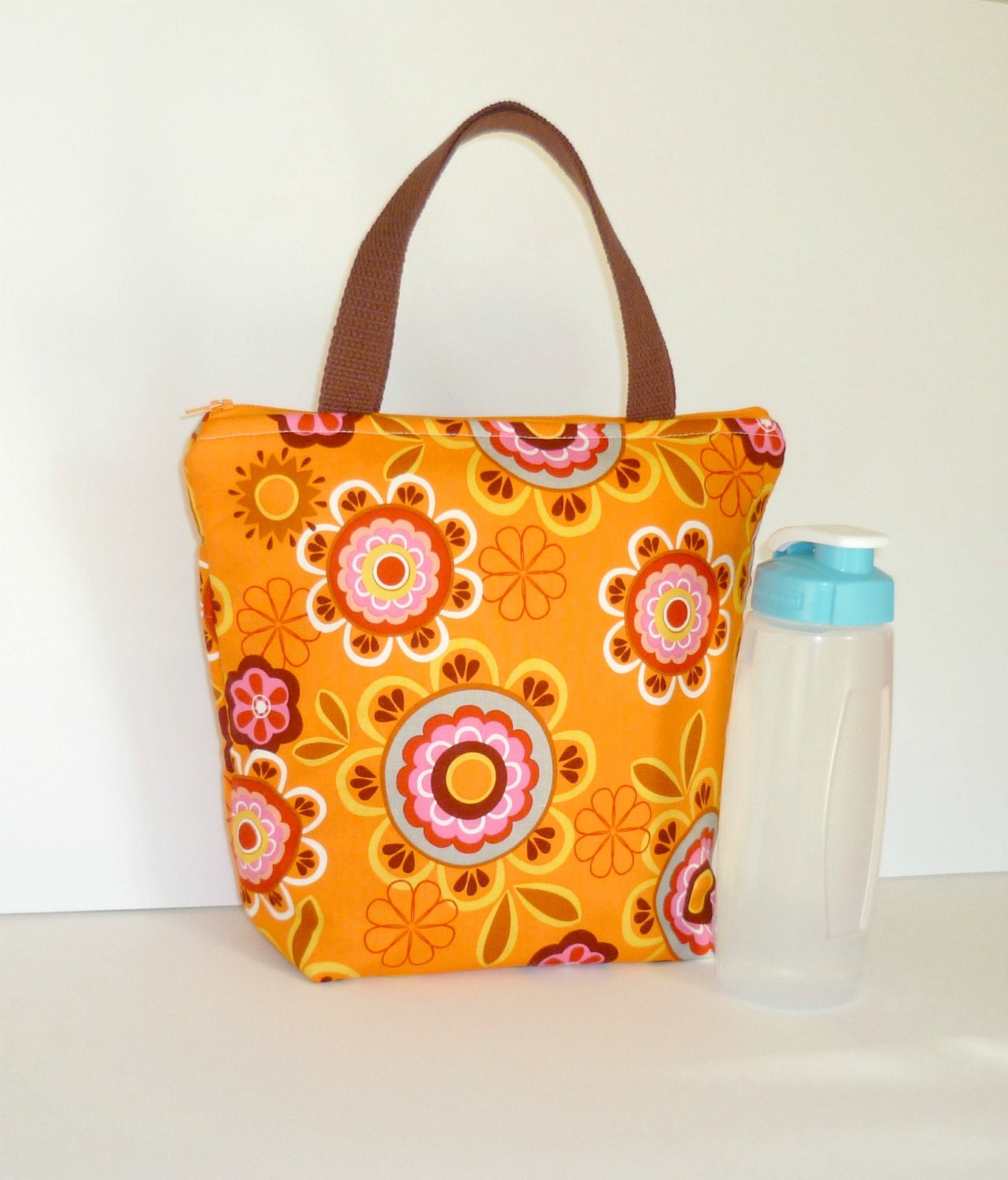 Insulated Lunch Bag - Orange Floral