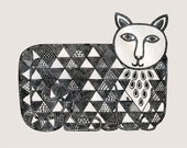 Miko - Cat Art Print of an original lithograph