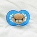 Cute Buck Teeth- Custom Hand Painted Pacifier MAM 6 to 18 Month BLUE