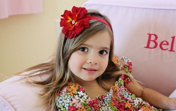 Fabulous Red Valentine Flower Headband - Newborn - Baby Girl - Toddler - Great Photo Prop
