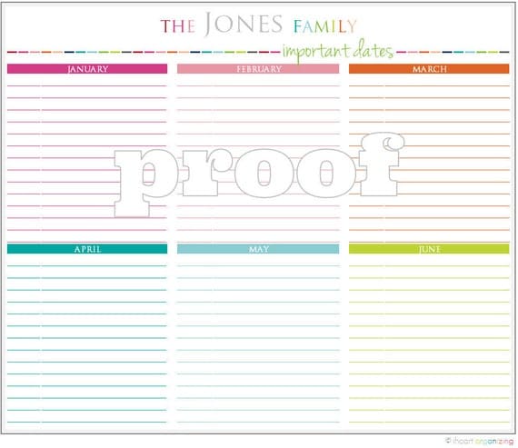 Personalized Important Dates Printables