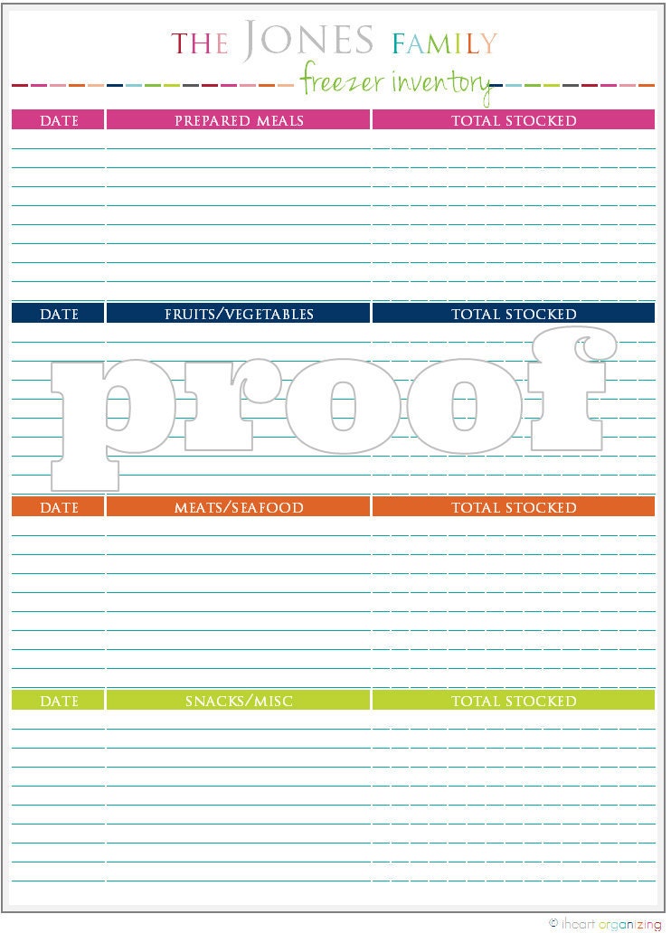 Personalized Freezer Inventory Printable