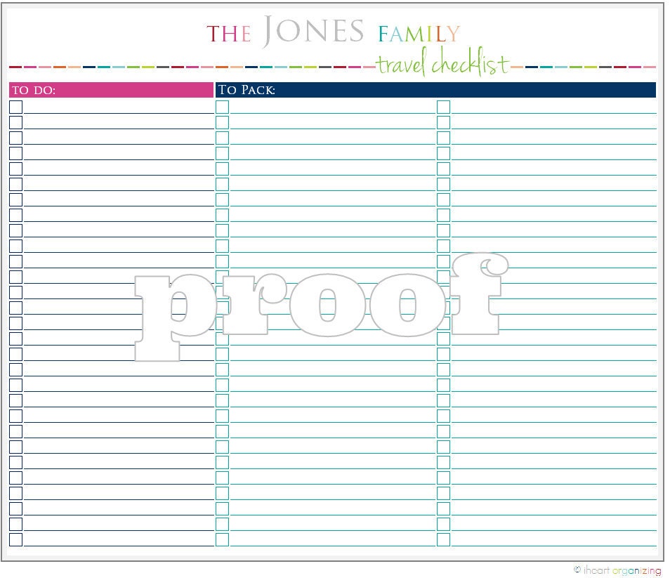 Personalized Travel Checklist Printable