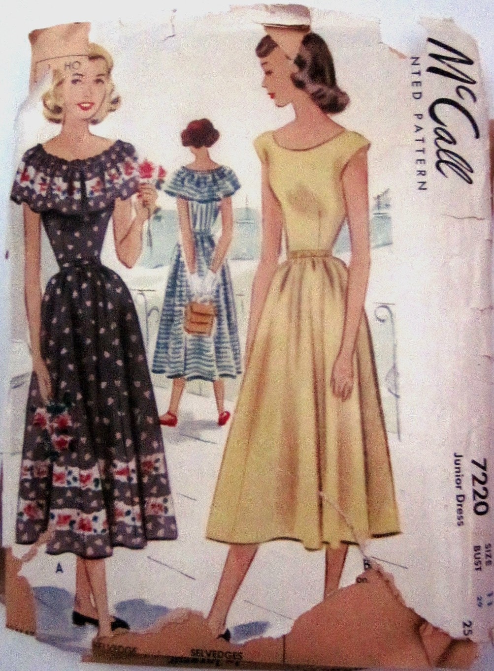 McCall 7220 Womens  Peasant Dress 1940s Vintage Pattern