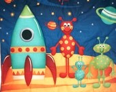 Rocket, Spaceship, Aliens, flying saucer, space theme quilted wall hanging