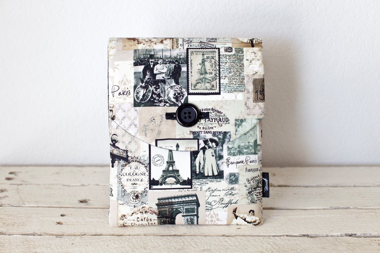 iPad  Mini Case, iPad Mini Sleeve, iPad Mini Cover  - Padded with Pocket - Paris Vintage Postage