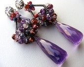 Chandelier gemstones,Fine jewelry,dangle earrings,beadwork drop earrings, sterling silver,Luxurious Jewelry,luxe amethyst sale wire wraped