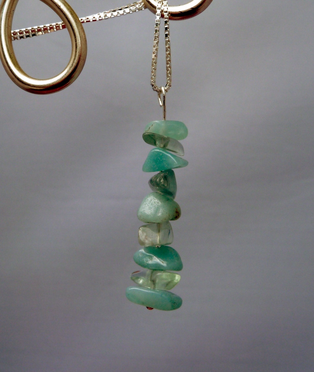 Sale 30% Off Pendant necklace - Amazonite and fluorite stack with sterling silver