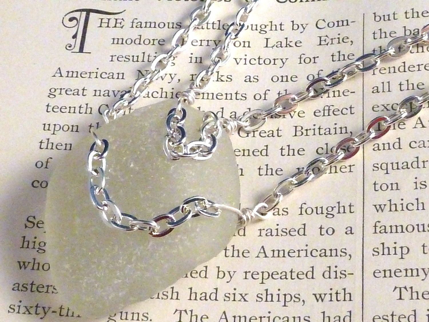 Sale 30% Off Statement necklace with huge frosted white sea glass, silver plate chain