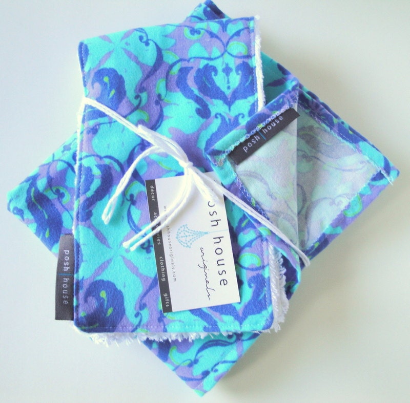 CLEARANCE Blanket and 2 Chenille Burp Cloths by poshhouseoriginals