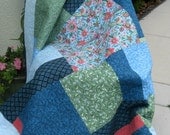 REDUCED - Blue/Green/Coral - Modern/Contemporary Quilt