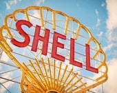 Vintage Shell Gas Station Giant Neon Sign - As Seen in the Boston Globe - Automotive Inspired Art - 20X30 Fine Art Photograph
