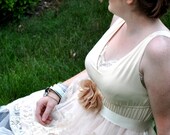 Belt- Blushed Petal Embellished Belt - Beige and Cream