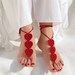 Red Heart, Burgundy Barefoot Sandals, Barefoot Sandles, Nude shoes, Foot jewelry