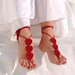Red Heart, Burgundy Barefoot Sandals, Barefoot Sandles, Nude shoes, Foot jewelry