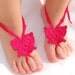 Baby Butterfly Barefoot sandals, Baby shoes, Hot Pink, Fuchsia, Magenta