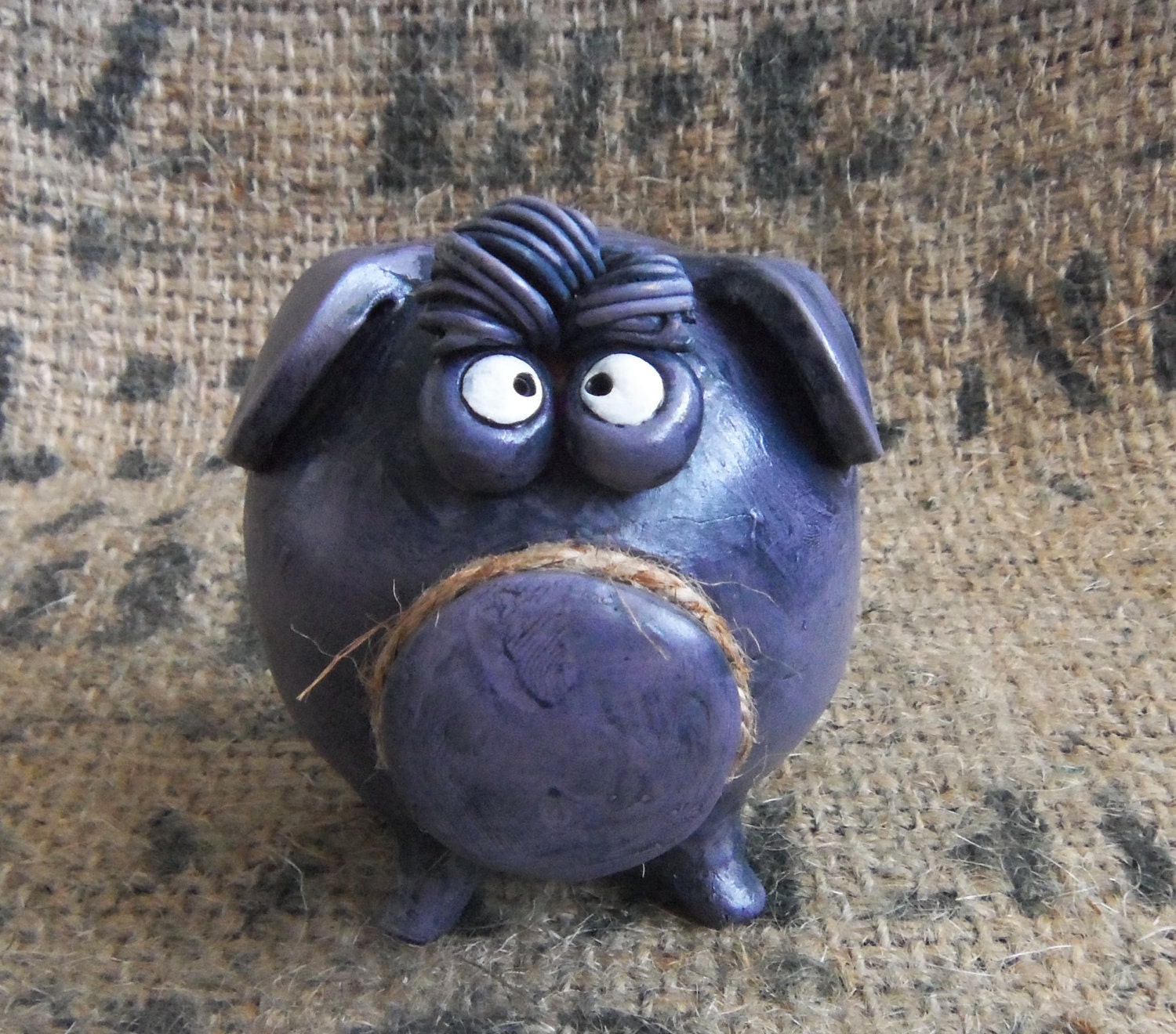 Clay Piggy Bank With Bangs