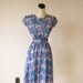 RESERVED - Purple & Blue Floral Day Dress Tabby Belted