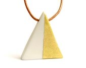 Gold Jewelry - White and Gold Porcelain Triangle Pendant Necklace