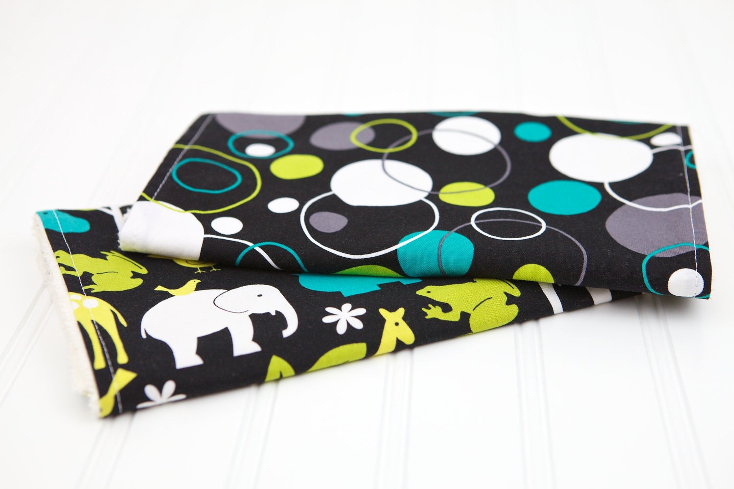 Baby Burp Cloths, Baby Boy or Girl, Michael Miller Lagoon Zoology, Set of Two