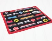 Trains Chalkboard Mat Reusable Art Toy, Girls or Boys, Black Red, Homeschool Writing Mat