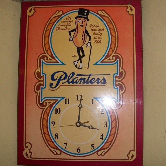 Vintage Planters Peanut Mr. Peanut Wall Clock by vintagecals