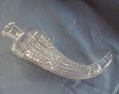 Vintage Powder HORN Flask Vase GLASS BOTTLE