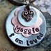 Hand stamped  (I Am Loved... Layered Flower)... Pet ID Tags/Tag Dog/Cat Tags/ID Tag