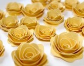 YELLOW - rosebud style paper flowers for weddings or embellishments - set of 100