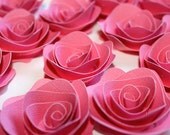 HOT PINK rosette style paper flowers for weddings or embellishments - set of 100