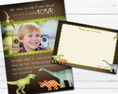 Dinosaur Birthday Invitation Photo Card and Matching Thank you Note- Rock and Roar Il_170x135