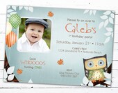 Owl Birthday Invitation, Boy-- Custom Photo Card Il_170x135