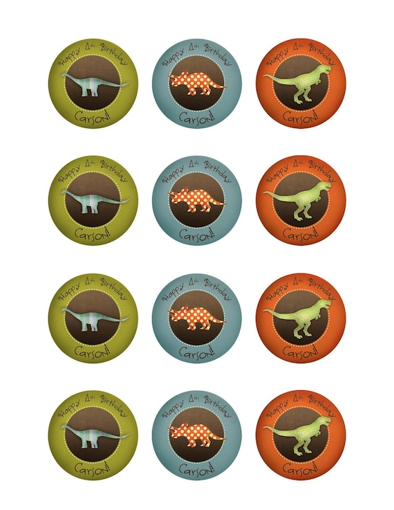 Custom Cupcake Toppers/ Goody Bag Tags -- Rock & Roar Theme Il_570xn