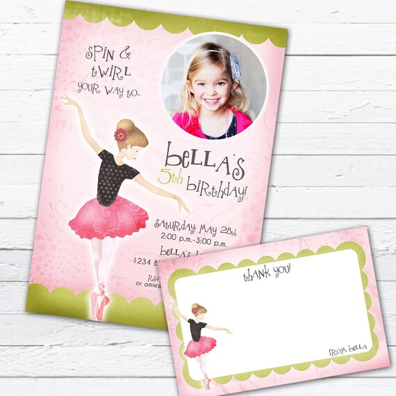 Ballerina Birthday Invitation And Thank You Note - Tiny Dancer, Pink Il_570xn