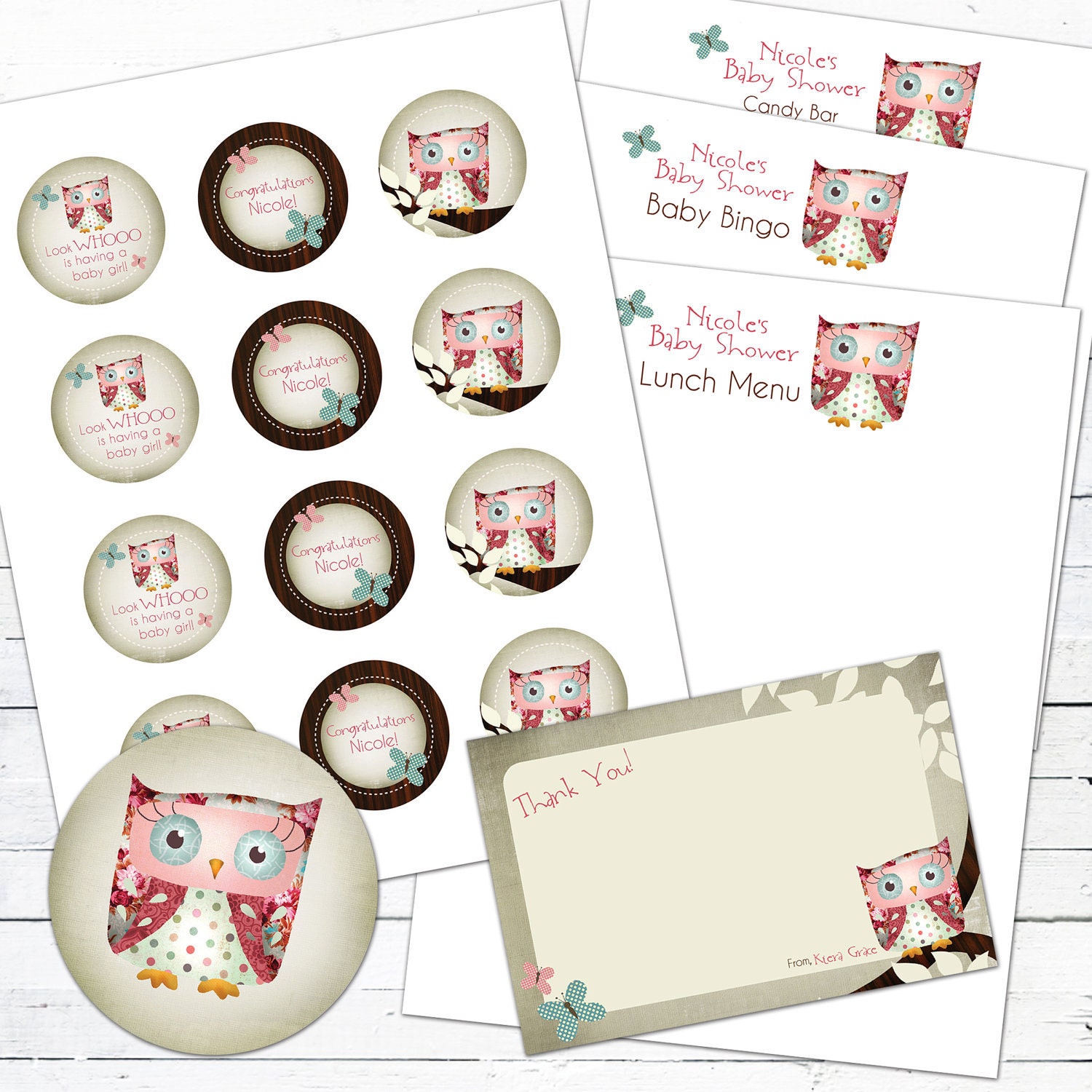 Baby Owlie (girl)-- Cupcake/Decoration Toppers ONLY Il_570xn
