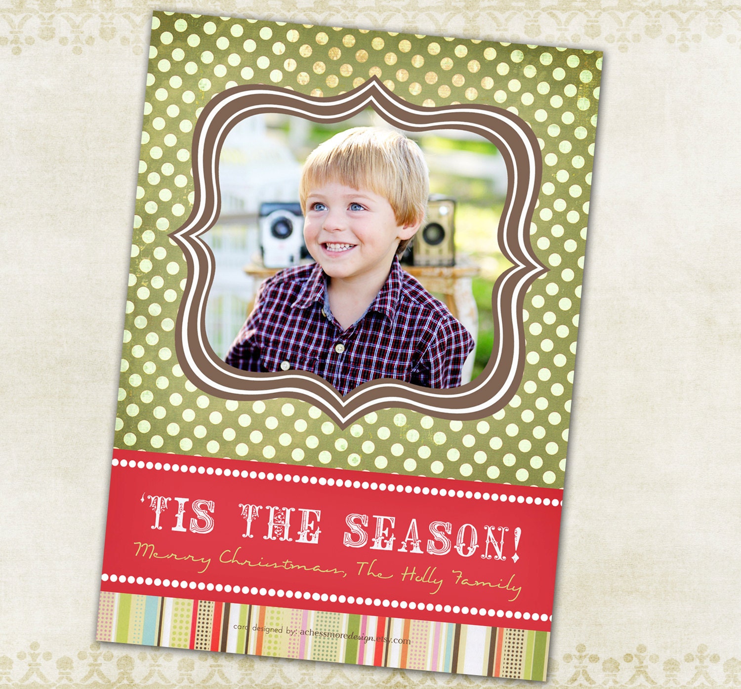 Holiday Photo Card --Holly Jolly (green) Il_570xn