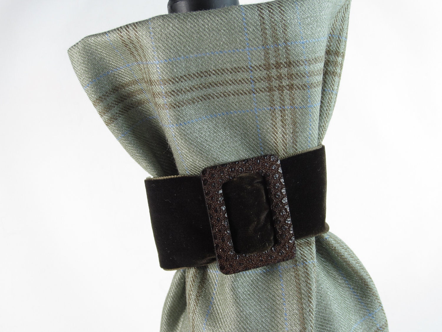 Wine Bag Silver Sage Wool Plaid Bottle Hostess Gift Holiday Party Tote