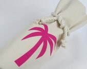 Wine Bag Pink Palm Tree Canvas Tropical Summer Tote