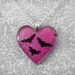 I Heart Bats Fused Dichroic Glass Heart Pendant