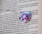 Cameo Necklace - Mixed Media - Art Print Necklace - Art Jewelry - Art necklace - Big Eye Art