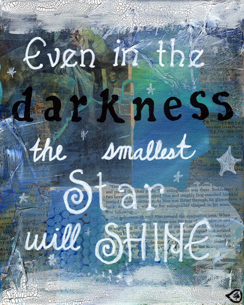 Mixed Media - Quote Painting - Inspirational Art - Star - Shine - Texture - 8x10 original