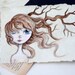 Girl Portrait -  Big Eye Ar t- Water Color - Big Eye Art - Origina l- tree - tree girl