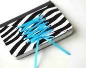 Corseted Notepad in Faux Velvet Zebra Stripes