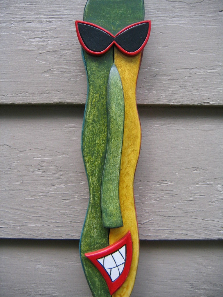 Jazz Man 4, Original Wood Carving, Wall Art, by Fig Jam Studio